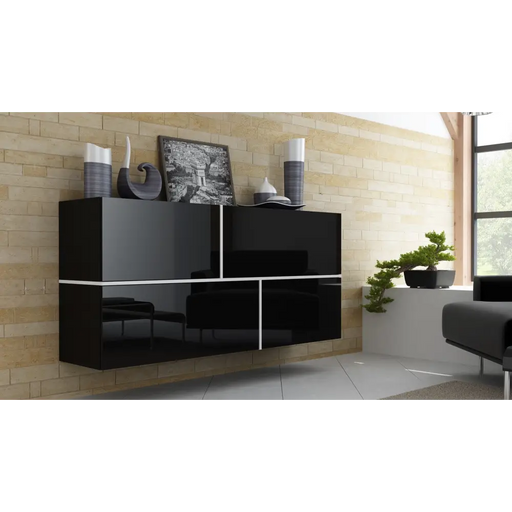 Cama sideboard GOYA 170/40/80 black/black gloss + white - Chests of drawers made of furniture