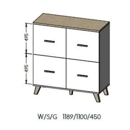 Cama sideboard LOTTA 110 4D white + sonoma oak - Chests of drawers on a wooden baseKOY-DRP<<<ChestsKOY<<<ActionPL