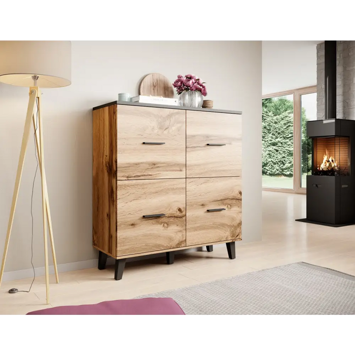 Cama sideboard LOTTA 110 4D wotan oak + mat black - Chests of drawers made of furniture