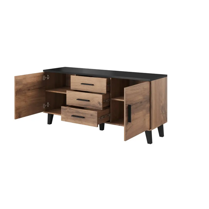 Cama sideboard LOTTA 150 2D3S wotan oak + mat black - Chests of drawers made of furniture