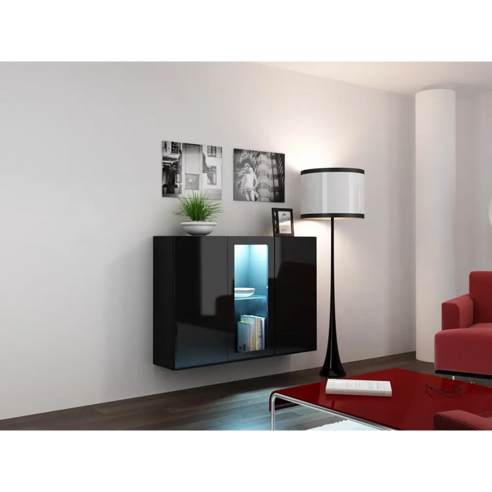 Cama Sideboard VIGO 90/120/38 black/black glossy - Chests of drawers made of furniture