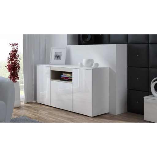 Cama sideboard VIVA 150 white/white gloss + sonoma oak - Chests of drawers made of furniture