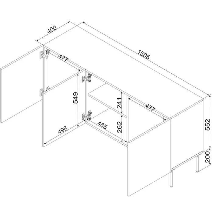 Cama SIENA chest of drawers 150,5x40x75 matt cashmere - Chests of drawers made of furniture