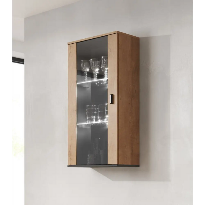 Cama SOHO 5 set (RTV180 cabinet + wall unit + shelves) oak lefkas + black - Modern wall unitsMES-NOW<<<Wall