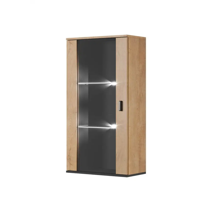 Cama SOHO 5 set (RTV180 cabinet + wall unit + shelves) oak lefkas + black - Modern wall unitsMES-NOW<<<Wall