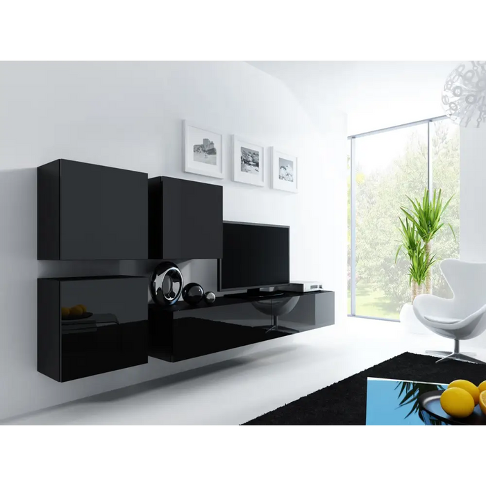 Cama Square cabinet VIGO 50/50/30 black/black gloss - Wooden shelvesRGA-DRE<<<ShelvesRGA<<<ActionPL