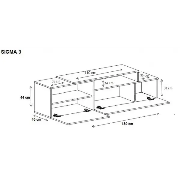 Cama TV cabinet SIGMA 3 180 black/black gloss + biały - TV cabinets made of furniture boardSTV-ZPM<<<TV