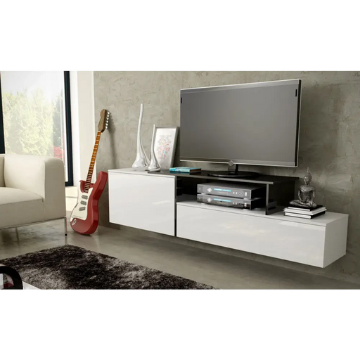 Cama TV cabinet SIGMA 3 180 white/white gloss + black - TV cabinets made of furniture boardSTV-ZPM<<<TV