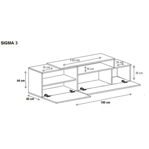 Cama TV cabinet SIGMA 3 180 white/white gloss + black - TV cabinets made of furniture boardSTV-ZPM<<<TV