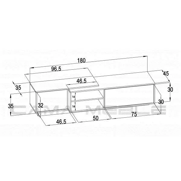 Cama TV cabinet SIGMA1 180 sonoma oak/black gloss - TV cabinets made of furniture boardSTV-ZPM<<<TV