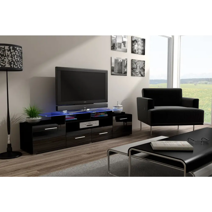 Cama TV stand EVORA 200 black/black gloss - TV cabinets made of furniture boardSTV-ZPM<<<TV cabinetsSTV<<<ActionPL