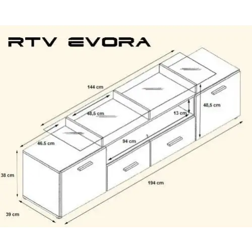Cama TV stand EVORA 200 black/grey gloss - TV cabinets made of furniture boardSTV-ZPM<<<TV cabinetsSTV<<<ActionPL