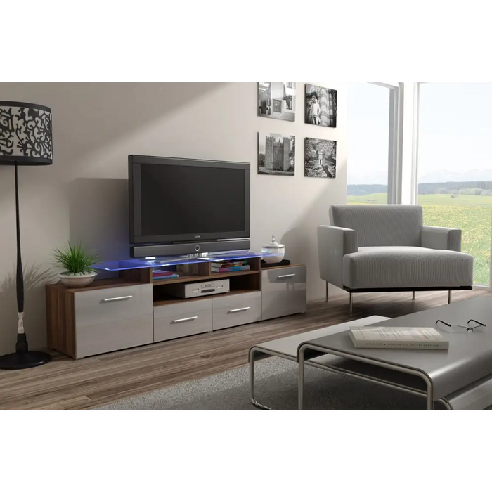 Cama TV stand EVORA 200 plum tree/grey gloss - TV cabinets made of furniture boardSTV-ZPM<<<TV cabinetsSTV<<<ActionPL