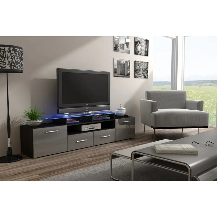 Cama TV stand EVORA 200 wenge/grey gloss - TV cabinets made of furniture boardSTV-ZPM<<<TV cabinetsSTV<<<ActionPL