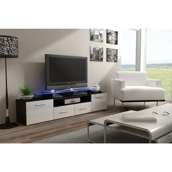 Cama TV stand EVORA 200 wenge/white gloss - TV cabinets made of furniture boardSTV-ZPM<<<TV cabinetsSTV<<<ActionPL