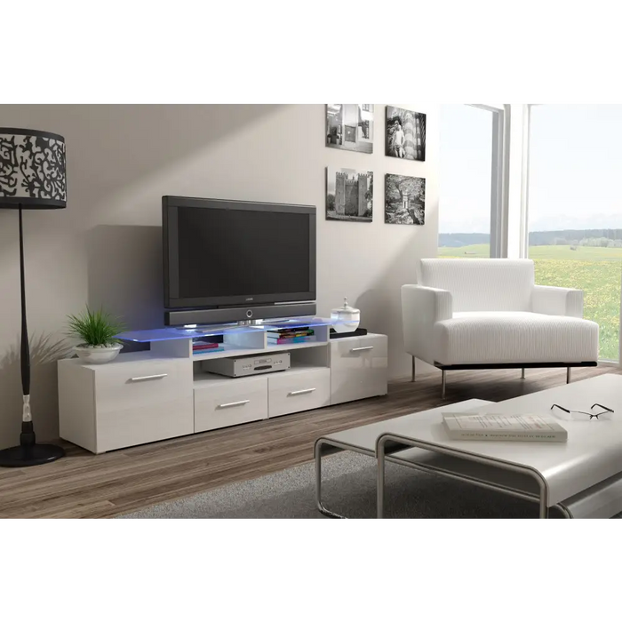 Cama TV stand EVORA 200 white/white gloss - TV cabinets made of furniture boardSTV-ZPM<<<TV cabinetsSTV<<<ActionPL