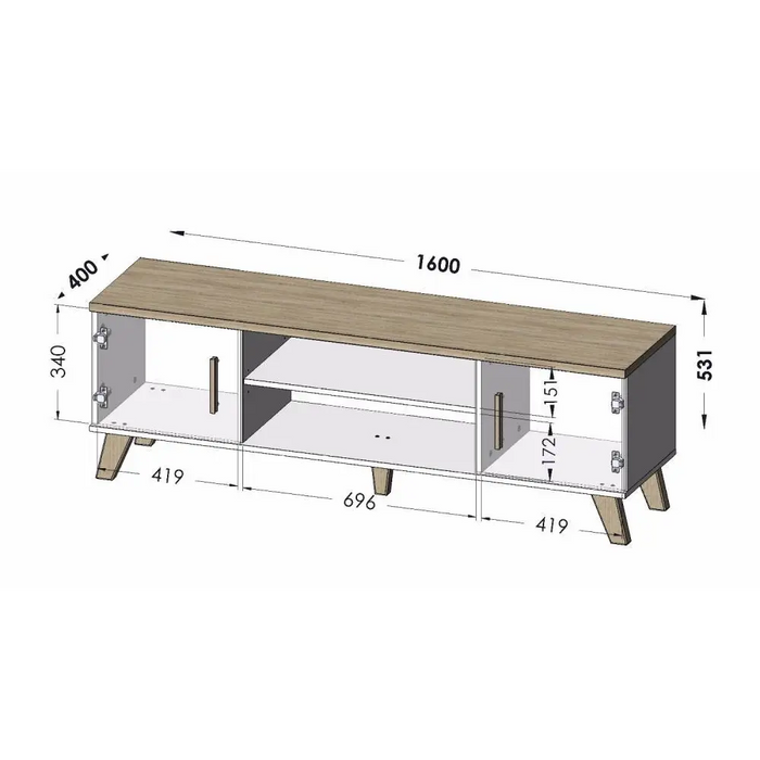 Cama TV stand LOTTA 160 2D2K wotan oak/mat black - TV cabinets made of furniture boardSTV-ZPM<<<TV