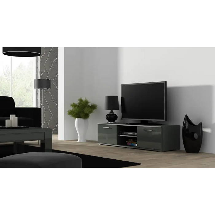 Cama TV stand SOHO 140 grey/grey gloss - TV cabinets made of furniture boardSTV-ZPM<<<TV cabinetsSTV<<<ActionPL