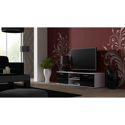 Cama TV stand SOHO 140 white/black gloss - TV cabinets made of furniture boardSTV-ZPM<<<TV cabinetsSTV<<<ActionPL
