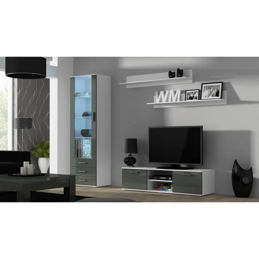 Cama TV stand SOHO 140 white/grey gloss - TV cabinets made of furniture boardSTV-ZPM<<<TV cabinetsSTV<<<ActionPL