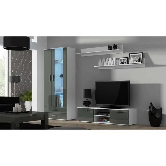 Cama TV stand SOHO 140 white/grey gloss - TV cabinets made of furniture boardSTV-ZPM<<<TV cabinetsSTV<<<ActionPL