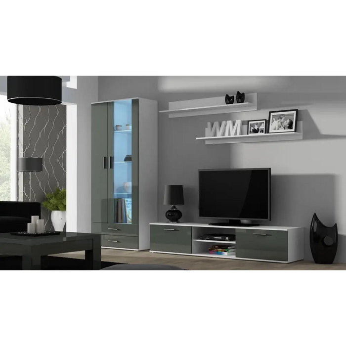 Cama TV stand SOHO 180 white/grey gloss - TV cabinets made of furniture boardSTV-ZPM<<<TV cabinetsSTV<<<ActionPL
