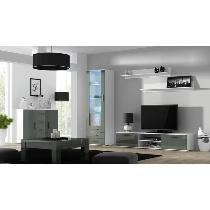 Cama TV stand SOHO 180 white/grey gloss - TV cabinets made of furniture boardSTV-ZPM<<<TV cabinetsSTV<<<ActionPL