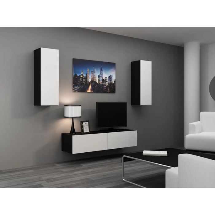 Cama TV stand VIGO 140 30/140/40 black/white gloss - TV cabinets made of furniture boardSTV-ZPM<<<TV