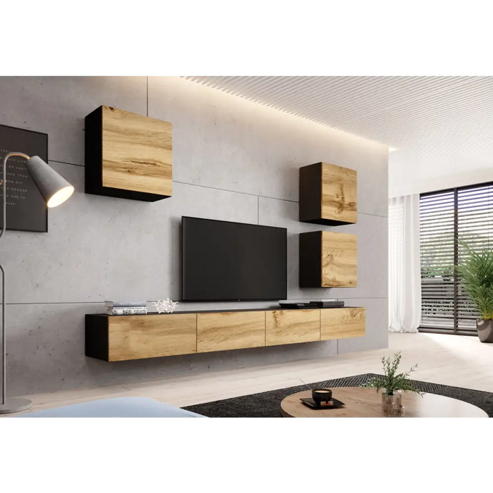 Cama TV stand VIGO 140 30/140/40 black/wotan oak - TV cabinets made of furniture boardSTV-ZPM<<<TV