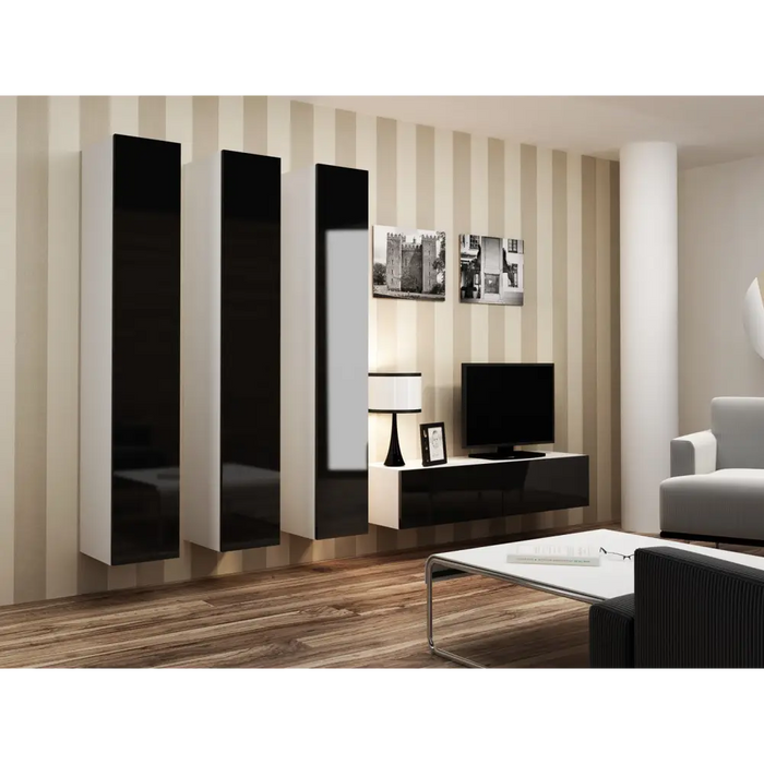 Cama TV stand VIGO 140 30/140/40 white/black gloss - TV cabinets made of furniture boardSTV-ZPM<<<TV