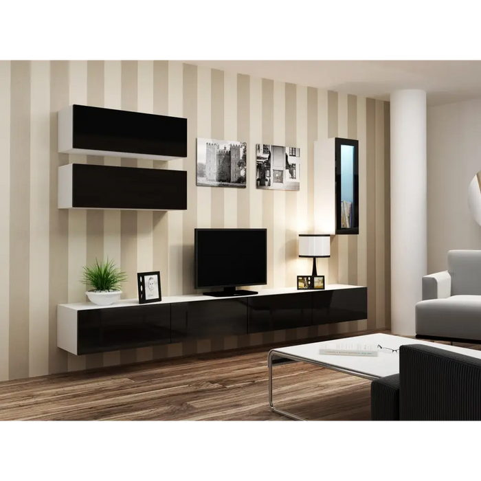 Cama TV stand VIGO 140 30/140/40 white/black gloss - TV cabinets made of furniture boardSTV-ZPM<<<TV