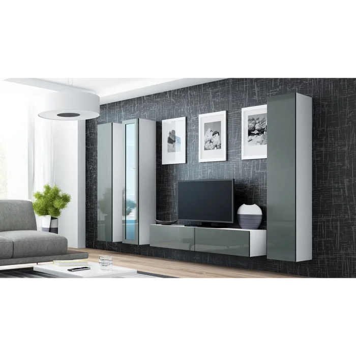 Cama TV stand VIGO 140 30/140/40 white/grey gloss - TV cabinets made of furniture boardSTV-ZPM<<<TV