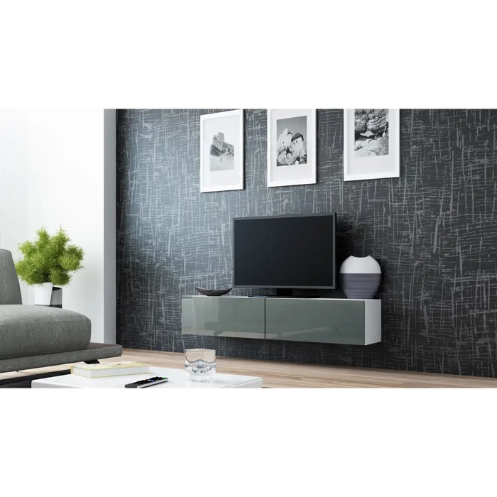 Cama TV stand VIGO 140 30/140/40 white/grey gloss - TV cabinets made of furniture boardSTV-ZPM<<<TV