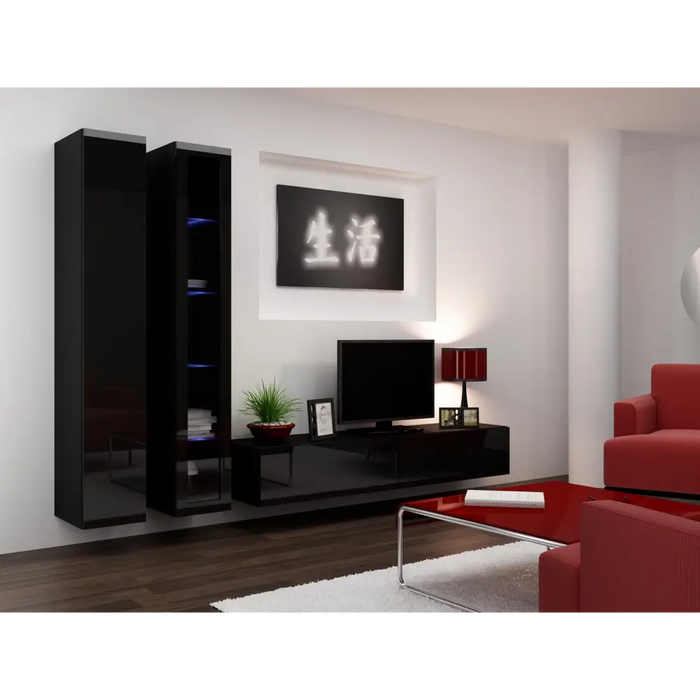 Cama TV Stand VIGO ’180’ 30/180/40 black/black gloss - TV cabinets made of furniture boardSTV-ZPM<<<TV