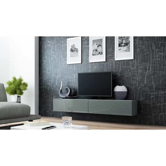 Cama TV Stand VIGO ’180’ 30/180/40 grey/grey gloss - TV cabinets made of furniture boardSTV-ZPM<<<TV
