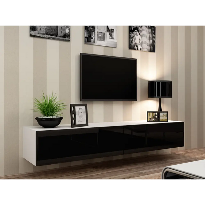 Cama TV Stand VIGO ’180’ 30/180/40 white/black gloss - TV cabinets made of furniture boardSTV-ZPM<<<TV
