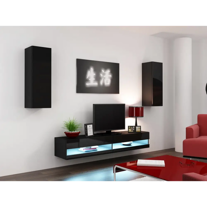 Cama TV stand VIGO NEW 30/140/40 black/black gloss - TV cabinets made of furniture boardSTV-ZPM<<<TV