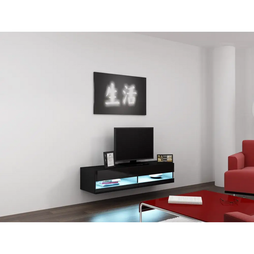 Cama TV stand VIGO NEW 30/140/40 black/black gloss - TV cabinets made of furniture boardSTV-ZPM<<<TV