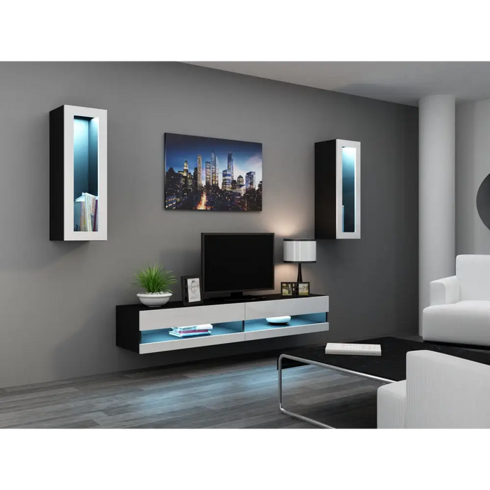 Cama TV stand VIGO NEW 30/140/40 black/white gloss - TV cabinets made of furniture boardSTV-ZPM<<<TV