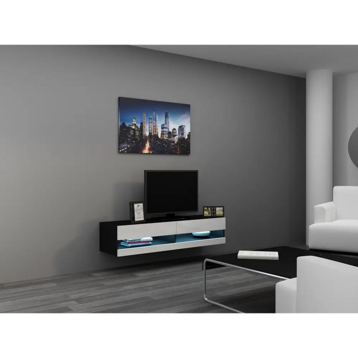 Cama TV stand VIGO NEW 30/140/40 black/white gloss - TV cabinets made of furniture boardSTV-ZPM<<<TV