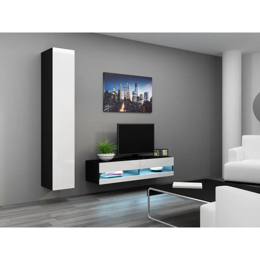 Cama TV stand VIGO NEW 30/140/40 black/white gloss - TV cabinets made of furniture boardSTV-ZPM<<<TV