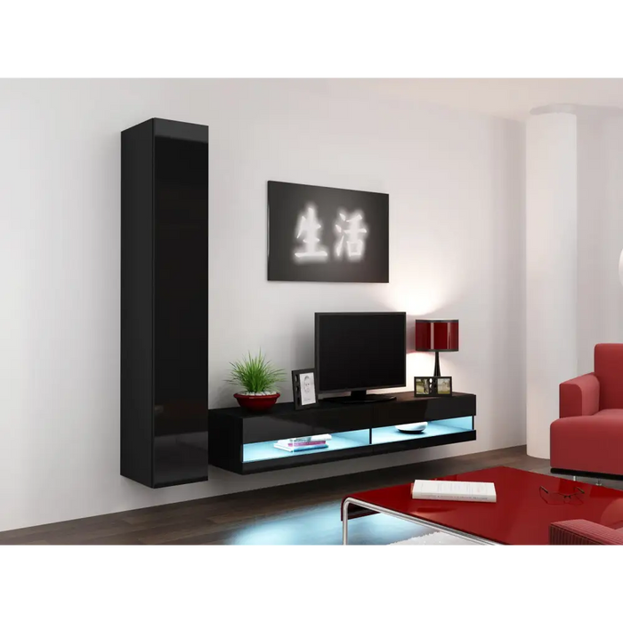Cama TV stand VIGO NEW 30/180/40 black/black gloss - TV cabinets made of furniture boardSTV-ZPM<<<TV