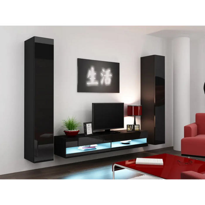 Cama TV stand VIGO NEW 30/180/40 black/black gloss - TV cabinets made of furniture boardSTV-ZPM<<<TV