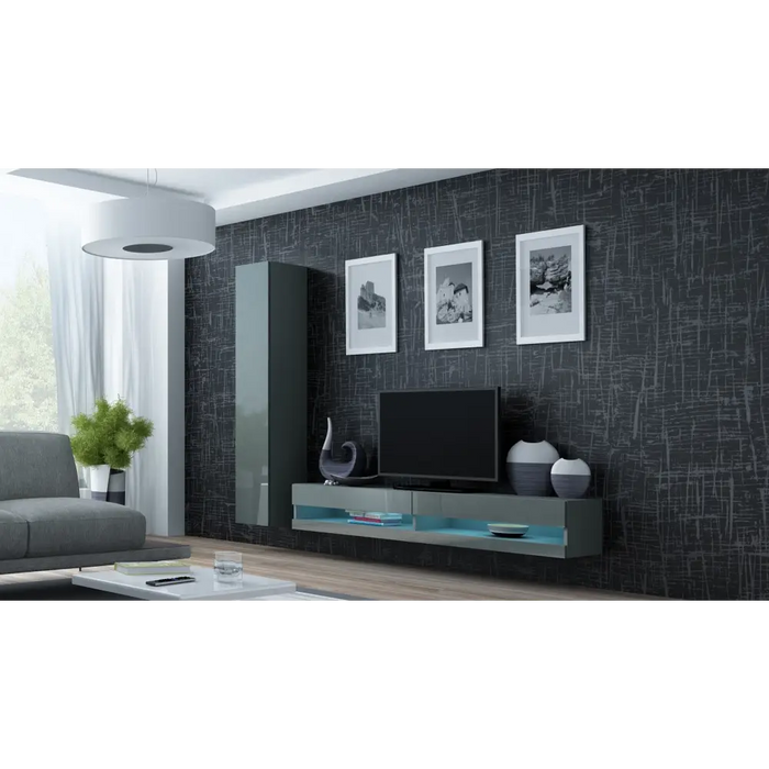 Cama TV stand VIGO NEW 30/180/40 grey/grey gloss - TV cabinets made of furniture boardSTV-ZPM<<<TV