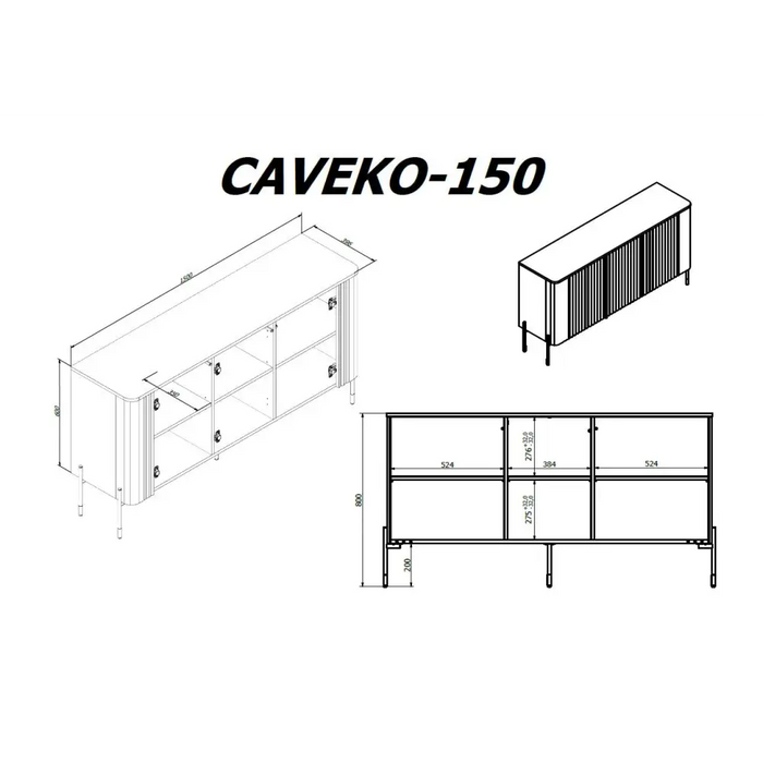 Cama VERA chest of drawers 150x40x80 black matt - Chests of drawers made of furniture