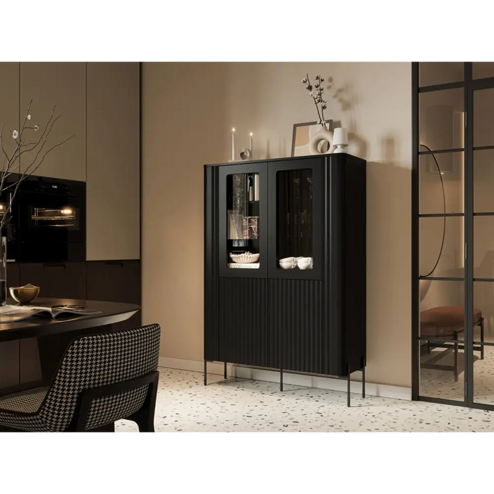 Cama VERA display cabinet 110x40x160 matt black - Buffets and display cabinets on a wooden baseBIW-PDR<<<Buffets
