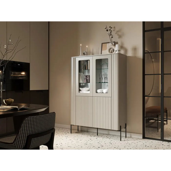 Cama VERA display cabinet 110x40x160 matt cashmere - Buffets and display cabinets on a wooden baseBIW-PDR<<<Buffets