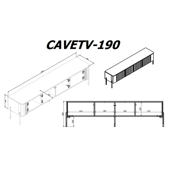 Cama VERA TV cabinet 190x40x50 matt black - TV cabinets made of furniture boardSTV-ZPM<<<TV cabinetsSTV<<<ActionPL