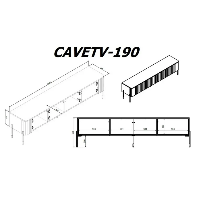 Cama VERA TV cabinet 190x40x50 matt white - TV cabinets made of furniture boardSTV-ZPM<<<TV cabinetsSTV<<<ActionPL