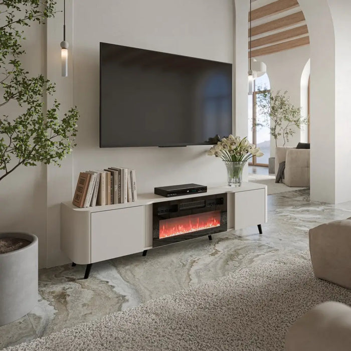 Cama Volare RTV cabinet 200 x 39 x 49 cm cashmere + fireplace - TV cabinets made of furniture boardSTV-ZPM<<<TV